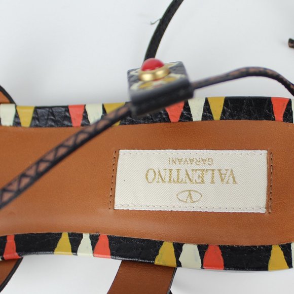 NEW VALENTINO GARAVANI Runway Sandal–Ankle Wrap Embellished Flat Gladiator Style - Picture 9 of 12